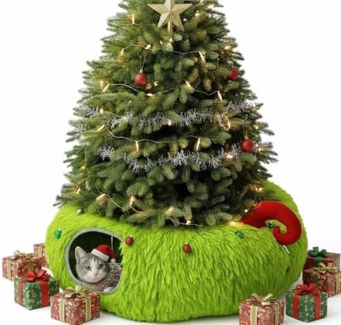 Frienda Christmas Cat Tunnel Bed Under Christmas Tree 3ft x 3ft x 9.4in by Frienda