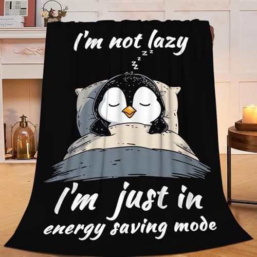 Penguin Blanket for Girls Women Boys Men Adults Kids Soft Cozy Fleece Sleeping Penguin Throw Blankets Gifts Warm Flannel Plush Lightweight Decor for Couch Bed Sofa 50"X40" by Unknown