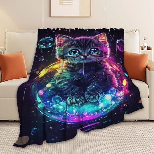 Cat Throw Blanket Cat Stuff Gifts for Kids Girls Boys Adults Women Man Soft Cozy Warm Plush Fluffy Fuzzy Fleece Blanket Decor 60''X80'' - Image 6