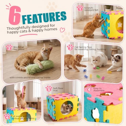 AsFrost Interactive Cat Toy for Indoor Cat, kitten Toys Cube Play House Bed - Image 3