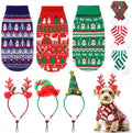 Reginary 9 Pack Dog Christmas Costume Xmas Sweaters Headband Scarf Set Christmas Dog Cat Sweaters Costume Winter Warm Small Dogs Clothes Adjustable Xmas Hair Hoop Headwear for Pet Accessories(M) by Reginary