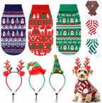 Reginary 9 Pack Dog Christmas Costume Xmas Sweaters Headband Scarf Set Christmas Dog Cat Sweaters Costume Winter Warm Small Dogs Clothes Adjustable Xmas Hair Hoop Headwear for Pet Accessories(M) by Reginary