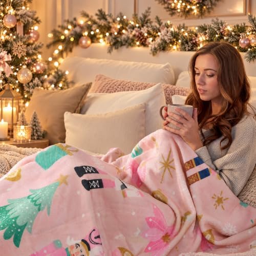 FuWeave Pink Nutcracker Blanket Flannel Christmas Throw Blanket 50x60 Inch - Image 5
