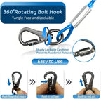 Dog Tie Out Cable - Chew Proof Steel Wire Lead - 360° Tangle Free Outdoor Leash for Pups - Dog Runner Cable for Small to Medium Dogs (Blue, 45lbs/50ft)