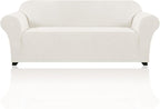 Stretch Sofa Cover Slipcover Couch Covers for 3 Cushion Couch Furniture Protector Sofa Covers with Non Slip Elastic Bottom Dogs Pet Friendly Fitted(Large Sofa 90"-100",Porcelain)