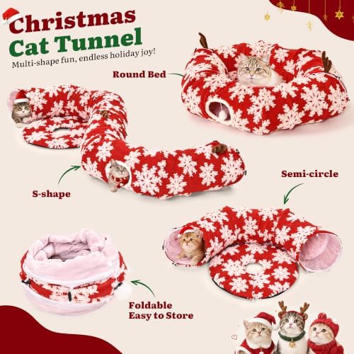 YITAHOME 58.2in Christmas Cat Tree with Cat Tunnel - Image 5