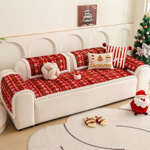 Christmas Couch Cover, Christmas Plush Sofa Cover for Dog Pet 1PC - Image 3