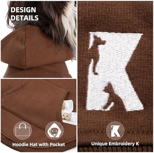 Koneseve Dog Hoodie & Cat Sweater, Warm Fleece Hooded Soft Winter Sweatshirt for All Breeds, Cozy Pet Clothes, Brown, 5XL - Image 4