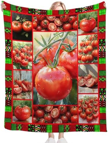 Tomato Blanket for Girls Women Adults Kids Soft Cozy Fleece Healthy Fruits Vegetables Throw Blankets Gifts Warm Flannel Plush Lightweight Decor for Couch Bed Sofa 80"X60" - Image 5