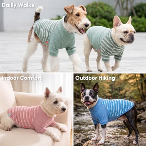 KYEESE 2Pack Waffle Dog Shirt for Small Dogs Sweater Clothes with Sleeves - Image 5