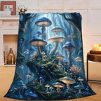 Mushroom Forest Throw Blanket Fantasy Fungi Nature Gifts 40''x50'' by Fuzawet