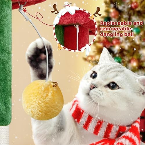 Yaheetech Christmas Themed Cat Tree 23.5in, Small Climbing Tower for Play - Image 6