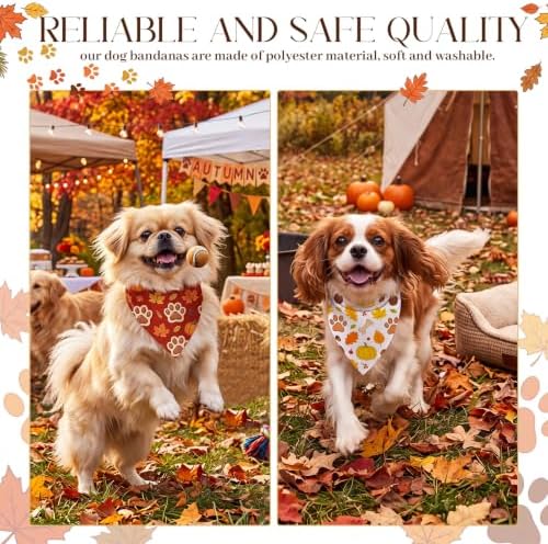 Preboun 50 Pcs Fall Paw Print Dog Bandanas Bulk, Autumn Thanksgiving Party - Image 4