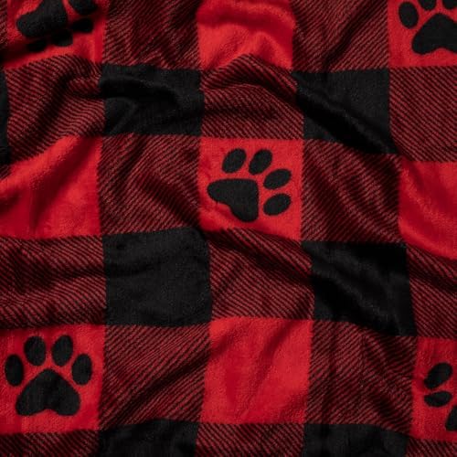 Pet Dog Cat Blanket Ultra Soft Cozy Fleece Paw Print Design Machine Washable Durable for Crates Beds Sofas Travel (Buffalo Paws, Large) - Image 3