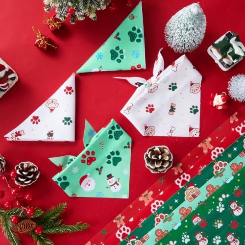 Preboun 50 Pcs Chriastmas Paw Print Dog Bandanas Bulk, Xmas Party - Image 5