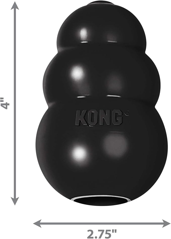 Kong Extreme Dog Toy 2-Pack, Large - Tough Chew Toys for Aggressive Chewers - Black Durable Rubber