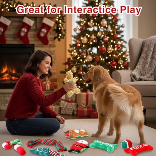Soulchen 10 Pcs Christmas Dog Toys Plush Squeaky Puppy Toy - Image 6