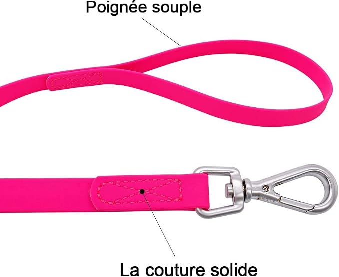 Waterproof Dog Training Leash 50FT 30FT 15FT 10FT 5FT Heavy Duty Recall Long Lead for Large Medium Small Dogs (15FT, Pink)