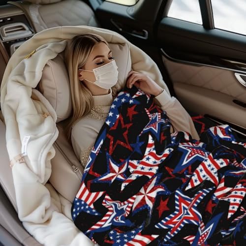 American Patriotics Blanket Stars and Stripes 4th of July Memorial Day Throw Blanket Travel Blanket Warm Flannel Fleece Blankets Cozy Soft Blanket Gifts for Women Men Girls Boys 60"x50" - Image 2