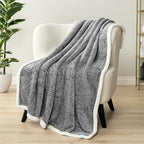 PAVILIA Sherpa Throw Blanket for Couch Sofa Bed, Melange Dark Gray, 50x60 - Image 2