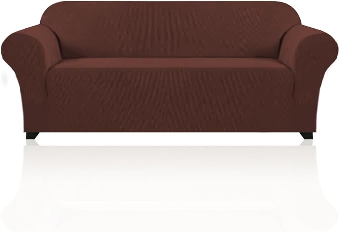 Stretch Sofa Cover Slipcover 1-Piece, Spandex Jacquard Fabric Universal Couch Cover for 3 Cushion, Washable Non Slip Sofa Cover, Pet Friendly (XL Sofa 89"-105",Burnt Brick)