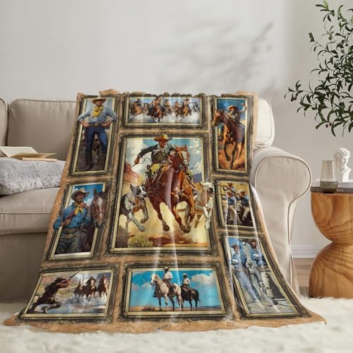 Western Cowboy Blanket for Girls Women Boys Men Adults Kids Soft Cozy Fleece Country Wild West Throw Blankets Gifts Warm Flannel Plush Stuff Lightweight Decorative for Couch Bed Sofa 50"X40" - Image 6