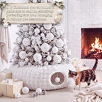 Christmas Tree Cat Tunnel 36 in Donut Bed, White, Bubble Fleec, Fluffy - Image 2