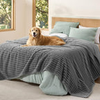 Bedsure ComfyFleece® Waterproof Blanket for Bed, King（86"x108"） Warm Grey by BEDSURE