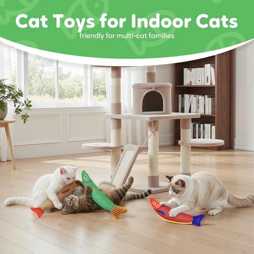 Rishoesu Catnip Toys Saury Fish, Cat & Kitten Chew Kicker Interactive Crinkle Toys for Bored Indoor Adult Cats & Kitten, Cat Gifts Teething Toys Soft and Durable for All Breeds - Image 6