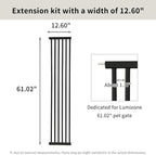 Lumizone Extra Tall Cat Gate Extension Kit 61.02" High 12.6" Wide Black | Tall Pet Gate Dog Gate for Doorway Hallway Stairs Pressure Mounted Extra Wide 1.37" Gap No Drilling