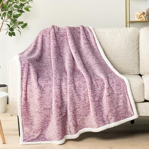PAVILIA Sherpa Throw Blanket for Couch Sofa Bed, Melange Wine Red, 50x60 - Image 4