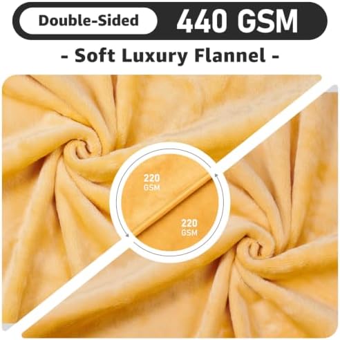 LOOBANI Yellow Waterproof Blanket for Bed, Flannel King Size 85"x108" - Image 4