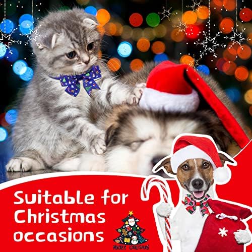 Maitys 80 Pcs Christmas Dog Bows Snowman Pet Collar Bow Ties Holiday - Image 4