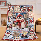 Penguin Christmas Throw Blanket Cute Snowflake Print Gifts 50''x60'' by Fuzawet