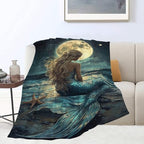 Mermaid Throw Blanket Beach Moon Night Mermaid Stuff Gifts for Kids Girls Boys Adults Women Men Soft Cozy Warm Plush Fluffy Fuzzy Fleece Blanket Decor 60''X80'' - Image 7