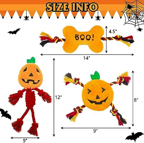 PUPTECK Halloween Dog Squeaky Chew Toys 3 Pack - Image 2