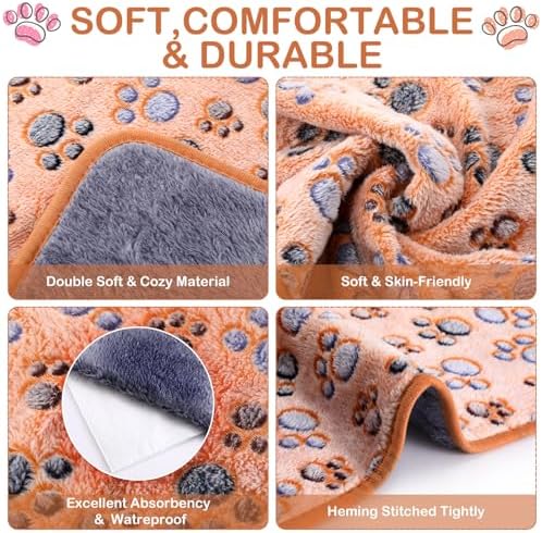 Reginary 4 Pcs Guinea Pig Fleece Cage Liners, Paw Print, 12 x 12 Inch - Image 2
