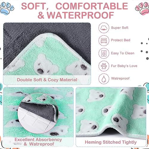 Reginary 4 Pcs Guinea Pig Fleece Cage Liners, Bear Pattern, 24 x 16 Inch - Image 3