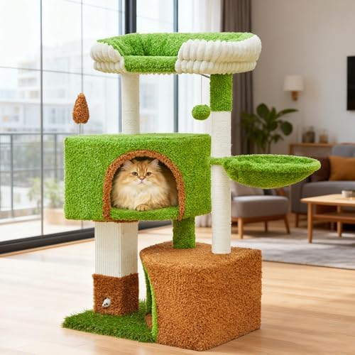 WOOCHPET Large Cat Tree with Condos and Hammock Tall Cat Tower by WOOCHPET