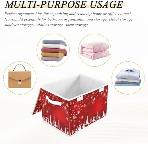 Bolaz Storage Bins with Lids and Handles, Christmas Tree Snowman Storage Box Storage Basket with Cover Collapsible Organizer Containers for Home Closet, Shelves - Image 7