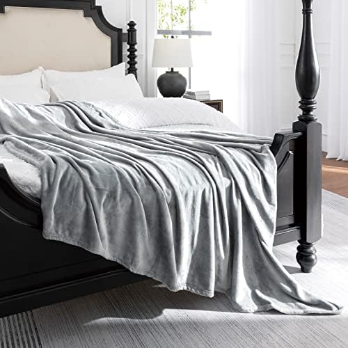 Grey Fleece Plush Throw Blanket 50"x60"for Couch Sofa Fuzzy Cozy Flannel - Image 4