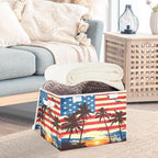 Bolaz American Flag Coconut Tree Storage Bins with Lids and Handles, Storage Box Basket with Cover Collapsible Organizer Containers for Home Closet, Shelves - Image 5