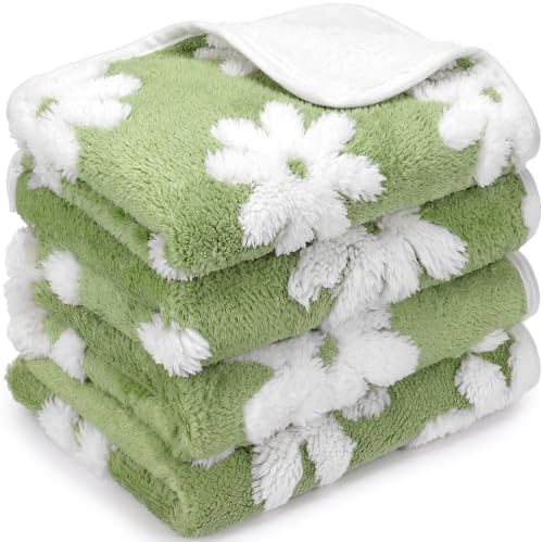 Reginary 4 Pcs Guinea Pig Fleece Cage Liners, White Flower, 24 x 16 Inch by Reginary
