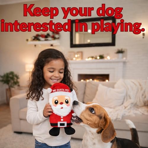 Dog Toys, Dog Xmas Christmas Santa Claus Squeaky Plush Chew Fetch Brain Stimulating Toy Presents for Small Medium Dogs (Medium, Christmas) - Image 2