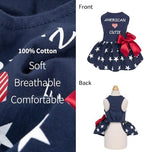 Fitwarm 100% Cotton 4th of July American Cutie Dog Clothes Memorial Day Dog Outfits Patriotic Dresses Doggie Dress Pet Cat Apparel Blue XXS - Image 3