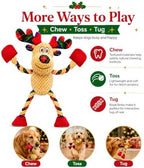 Christmas Squeaky Dog Toys- Interactive Plush Toys with 5 Squeakers- Stuffed Dog Toys for Medium & Large Breeds- Reducing Boredom and Relieving Anxiety (Elk) - Image 4