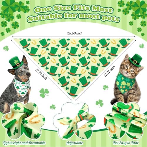 72 Pcs St Patrick's Dog Bandanas Bulk St Patrick's Bandanas for Dog Adjustable Washable Pet Triangle Scarf Soft Kerchief Bib for Irish Party Holiday Pet Costume Accessories - Image 2