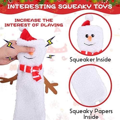 SCENEREAL Stuffless Christmas Squeaky Dog Toys for Small Medium Large Dogs, Plush Tough Pet Chew Toy, Durable No Stuffed Puppy Teething Toys for Boredom and Stimulating (Elk & Hedgehog & Snowman) - Image 4