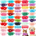 50 Pcs Flower Dog Bows Pink Collar Puppy Bows, Multiple Colors by Solsew