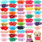 50 Pcs Flower Dog Bows Pink Collar Puppy Bows, Multiple Colors by Solsew